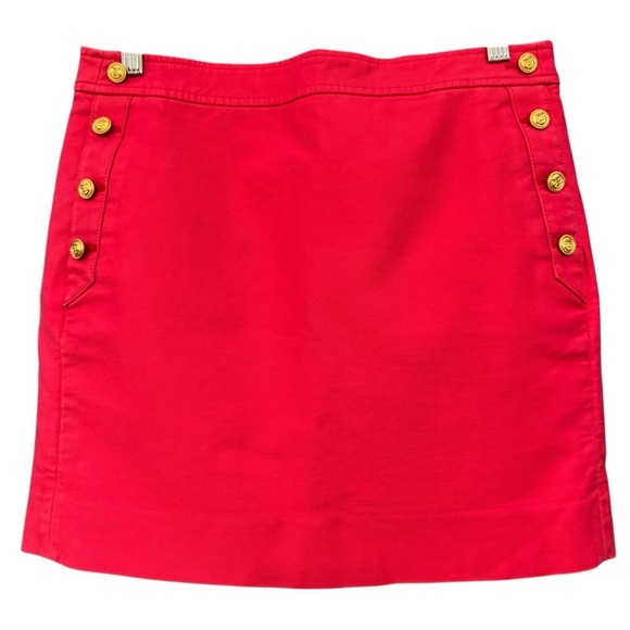 J. Crew Dresses & Skirts - J.Crew Red Nautical Cotton Skirt with Gold Buttons Size 4